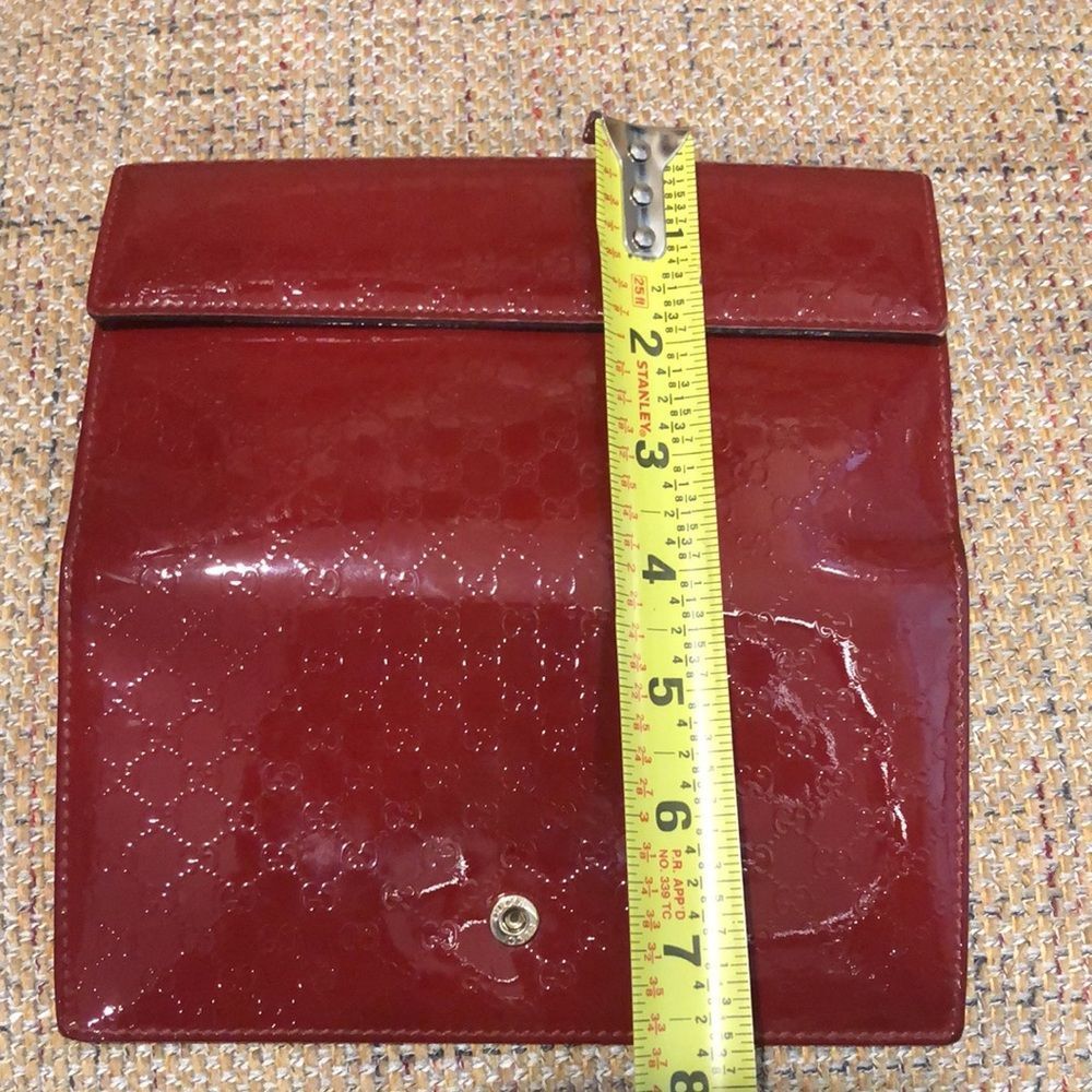 GUCCI GUCCISSMA Wine Patent Leather Continental Bifold Wallet Gold Heart Lock - Picture 14 of 17